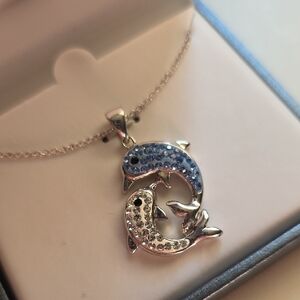 Silver Dolphins Pendant Necklace